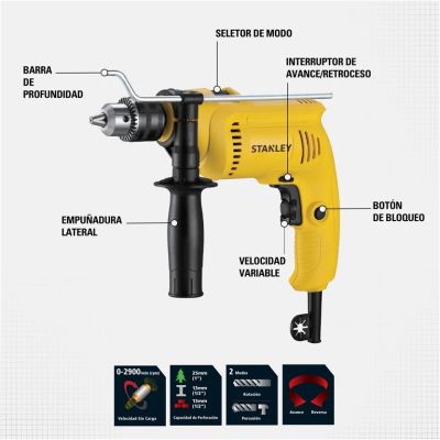 Taladro Percutor 1/2 Pulgada 600W 2900RPM